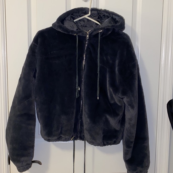 Faux Fur Hooded Bomber Jacket - Picture 4 of 8